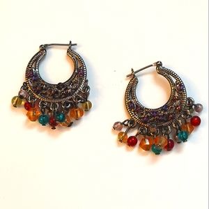 Multi Color Beaded Hoop Earrings